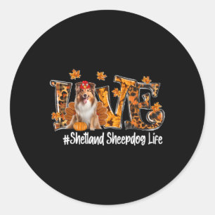 Shetland Herdershond Turkije Grappige Thanksgiving Ronde Sticker