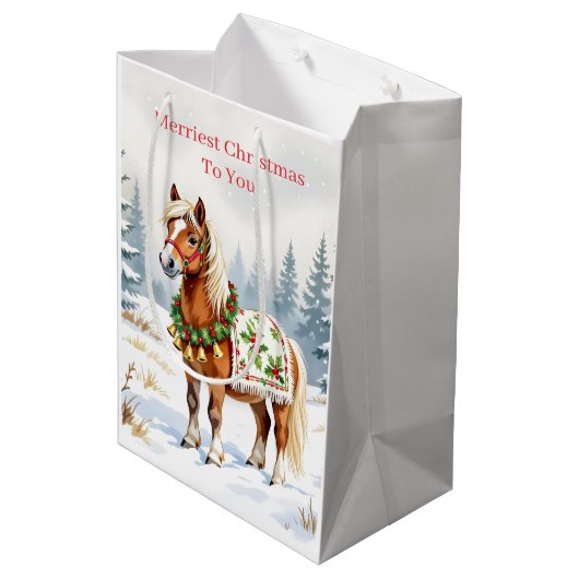 Shetland Pony Christmas Medium Cadeauzakje (Achterkant Gekanteld)