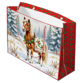 Shetland Pony en Holly Christmas Medium Gift Bag Groot Cadeauzakje (Achterkant Gekanteld)