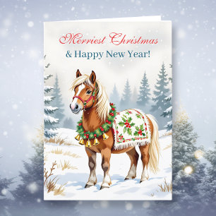 Shetland Pony gepersonaliseerde kerst Feestdagen Kaart