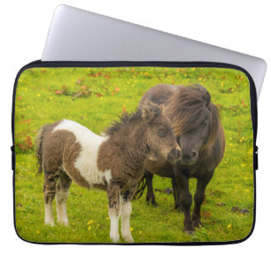Shetland Pony moeder en nakomelingen Laptop Sleeve