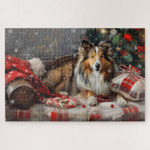 Shetland Schaapshond Kerst Festiviteit Legpuzzel