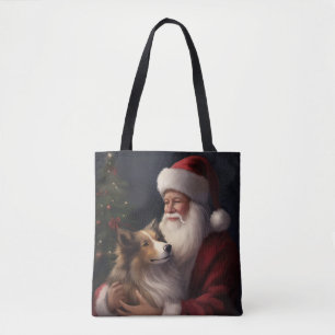 Shetland Schaapshond Kerstman Festive Kerstmis Draagtas