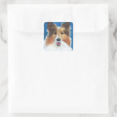 Shetland Sheep Dog Vierkante Sticker (Tas)