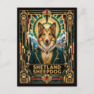 Shetland Sheepdog, Art Deco Hond Briefkaart