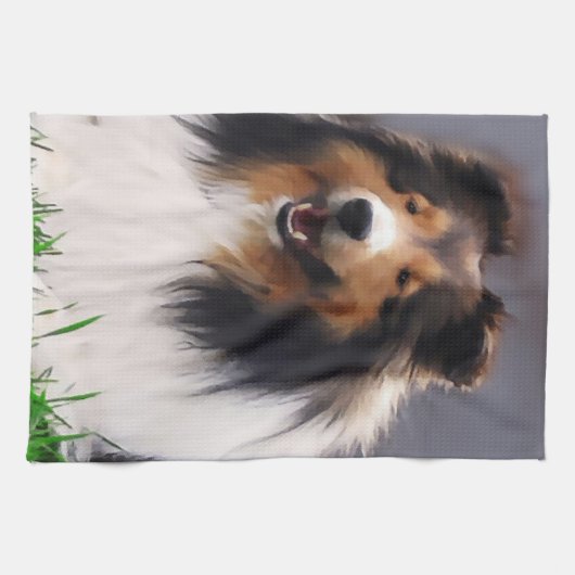Shetland Sheepdog Art Theedoek (Horizontaal)