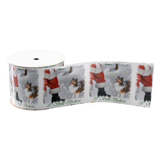 Shetland Sheepdog Believe Kerstmis Grosgrain Lint (Spoel)