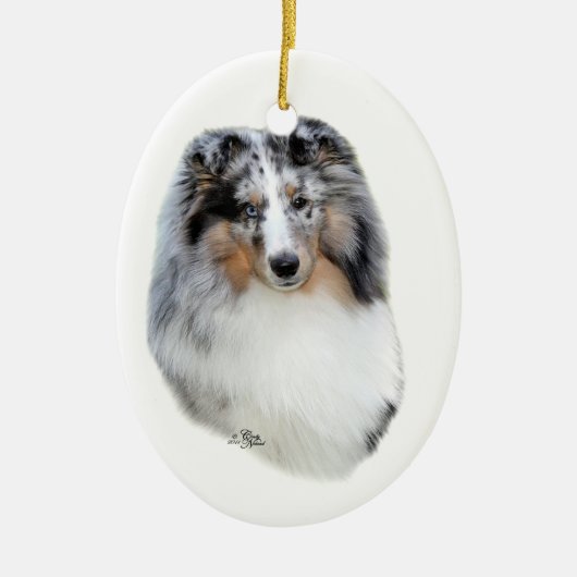 Shetland Sheepdog-blue merle-versiering Keramisch Ornament (Voorkant)