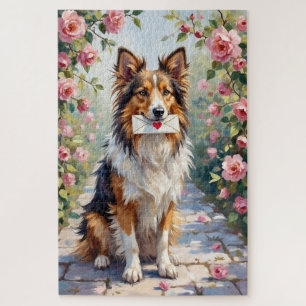 Shetland Sheepdog brengt Valentijnsliefde Legpuzzel
