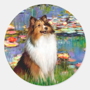 Shetland Sheepdog (Bz) - Waterlelies 2 Ronde Sticker