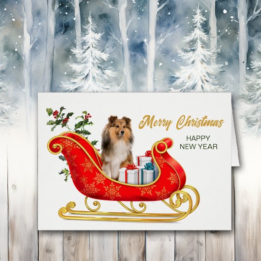 Shetland Sheepdog - carte de traînée de Noël