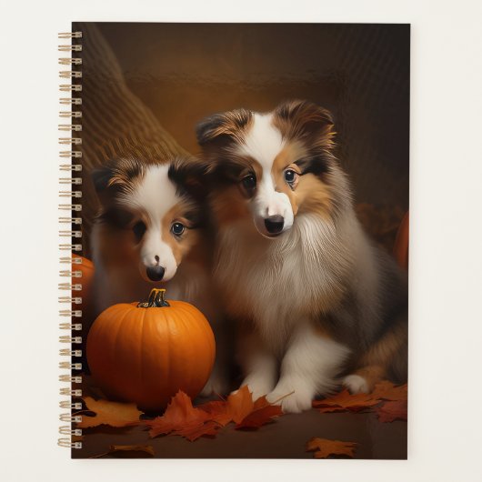 Shetland Sheepdog Chiot Chiot Automne Citrouille d (Devant)