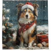 Shetland Sheepdog Christmas  Beach Douchegordijn (Voorkant)
