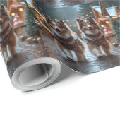 Shetland Sheepdog Christmas Snow Holiday Cadeaupapier (Rol Hoek)