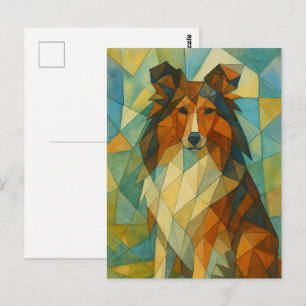 Shetland Sheepdog Cubist Zittend Briefkaart