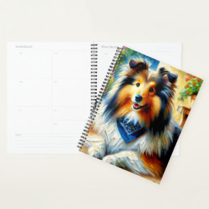 Shetland Sheepdog dans Cottage Garden Scène