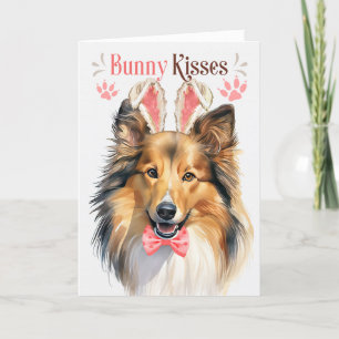 Shetland Sheepdog Dog in Bunny Ears voor Pasen Feestdagen Kaart