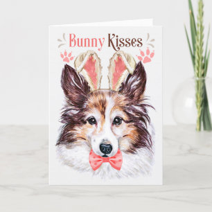 Shetland Sheepdog Dog in Bunny Ears voor Pasen Feestdagen Kaart