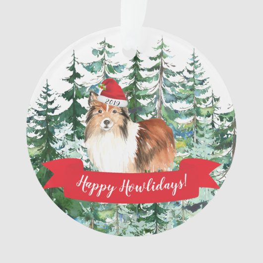 Shetland Sheepdog Dog Kerstmis Ornament (voorkant)