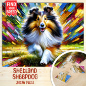Shetland Sheepdog Dog Portret Acryl Art Print Legpuzzel