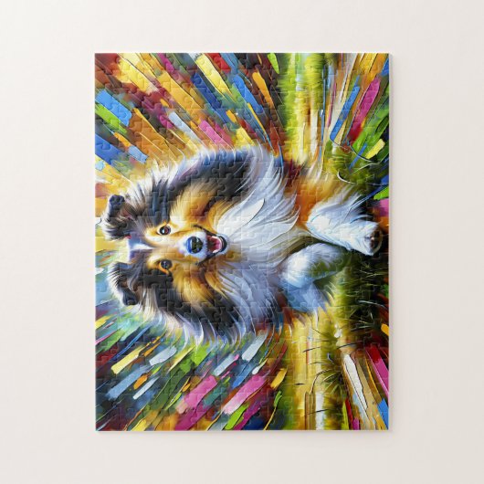 Shetland Sheepdog Dog Portret Acryl Art Print Legpuzzel (Verticaal)