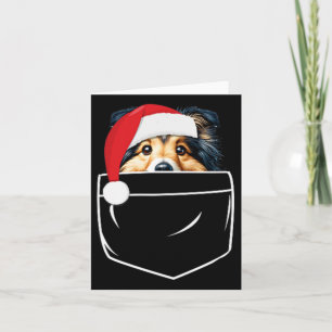 Shetland Sheepdog Dog Santa Hat Christmas Pocket F Kaart