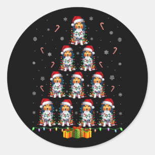 Shetland Sheepdog Dog Santa Hat Xmas Lights Christ Ronde Sticker