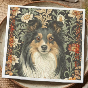 Shetland Sheepdog Driekleur Sheltie Vintage Bloemm Servet