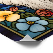 Shetland Sheepdog en Bloemen Glas-in-Loodraam Poster (Hoek)