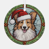 Shetland Sheepdog Glas in lood Kerstmis Glas Ornament (Achterkant)