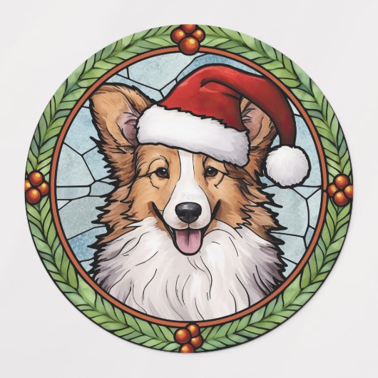 Shetland Sheepdog Glas in lood Kerstmis Labels (Design 1)