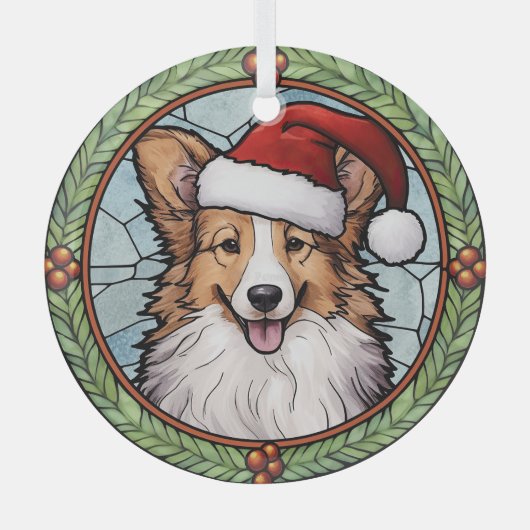 Shetland Sheepdog Glas in lood Kerstmis Ornament (Voorkant)