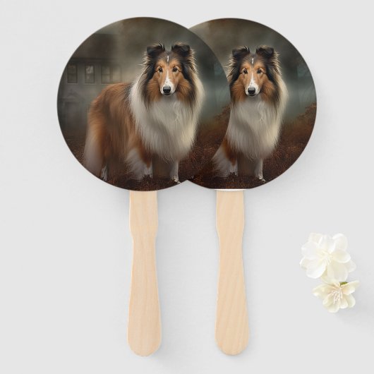 Shetland Sheepdog Halloween eng Handwaaier (Voorkant en achterkant)