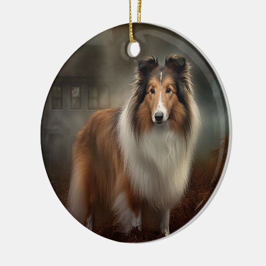 Shetland Sheepdog Halloween eng Keramisch Ornament (Links)