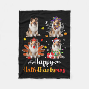 Shetland Sheepdog Halloween Kerstfeest Happy Hallo Fleece Deken