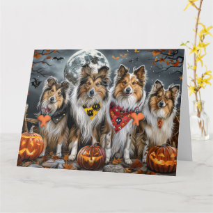 Shetland Sheepdog Halloween Spokenverwekkend Kaart