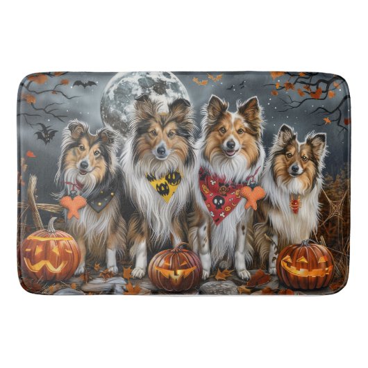 Shetland Sheepdog Halloween Spooky Badmat (Voorkant)