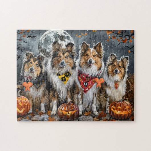 Shetland Sheepdog Halloween Spooky Legpuzzel (Horizontaal)