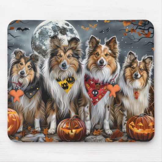 Shetland Sheepdog Halloween Spooky Muismat (Voorkant)