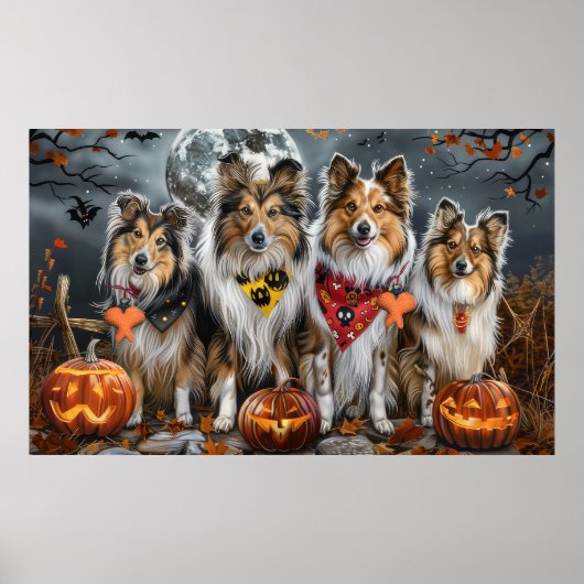 Shetland Sheepdog Halloween Spooky Poster (Voorkant)