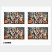 Shetland Sheepdog Halloween Spooky Rechthoekige Sticker (Vel)