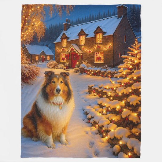 Shetland Sheepdog Holiday  Fleece Deken (Voorkant)