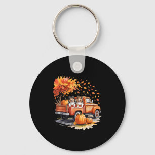 Shetland Sheepdog Hond Vrachtwagen Pompoen Herfst  Sleutelhanger