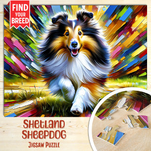 Shetland Sheepdog Honden Portret Acryl Kunstprint Legpuzzel