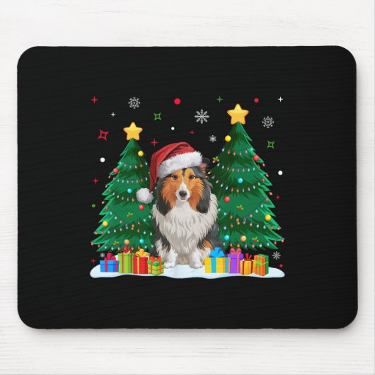 Shetland Sheepdog Hondenliefhebber Santa Hat Ugly  Muismat (Voorkant)