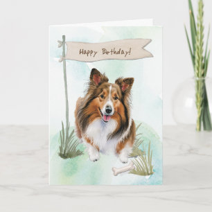 Shetland Sheepdog Hondenras onder verjaardagsbord Kaart