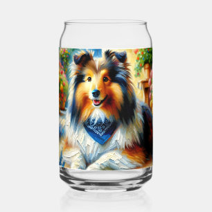 Shetland Sheepdog in Cottage Garden Scene Blikvorm Glas