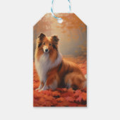 Shetland Sheepdog in herfst laat Herfst inspireren Cadeaulabel (Voorkant)