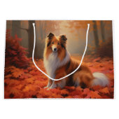 Shetland Sheepdog in herfst laat Herfst inspireren Groot Cadeauzakje (Voorkant)