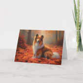 Shetland Sheepdog in herfst laat Herfst inspireren Kaart (Voorkant)